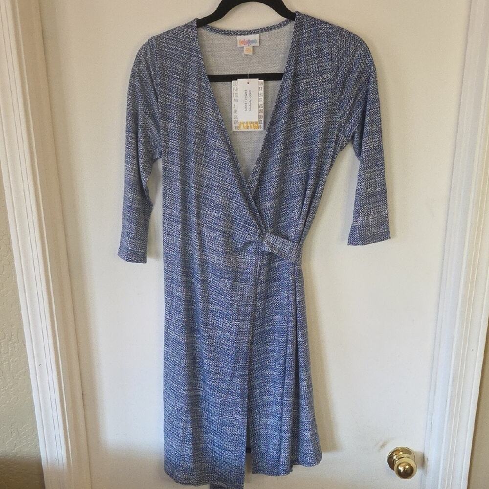 LuLaRoe Blue and White Long Sleeve Dress